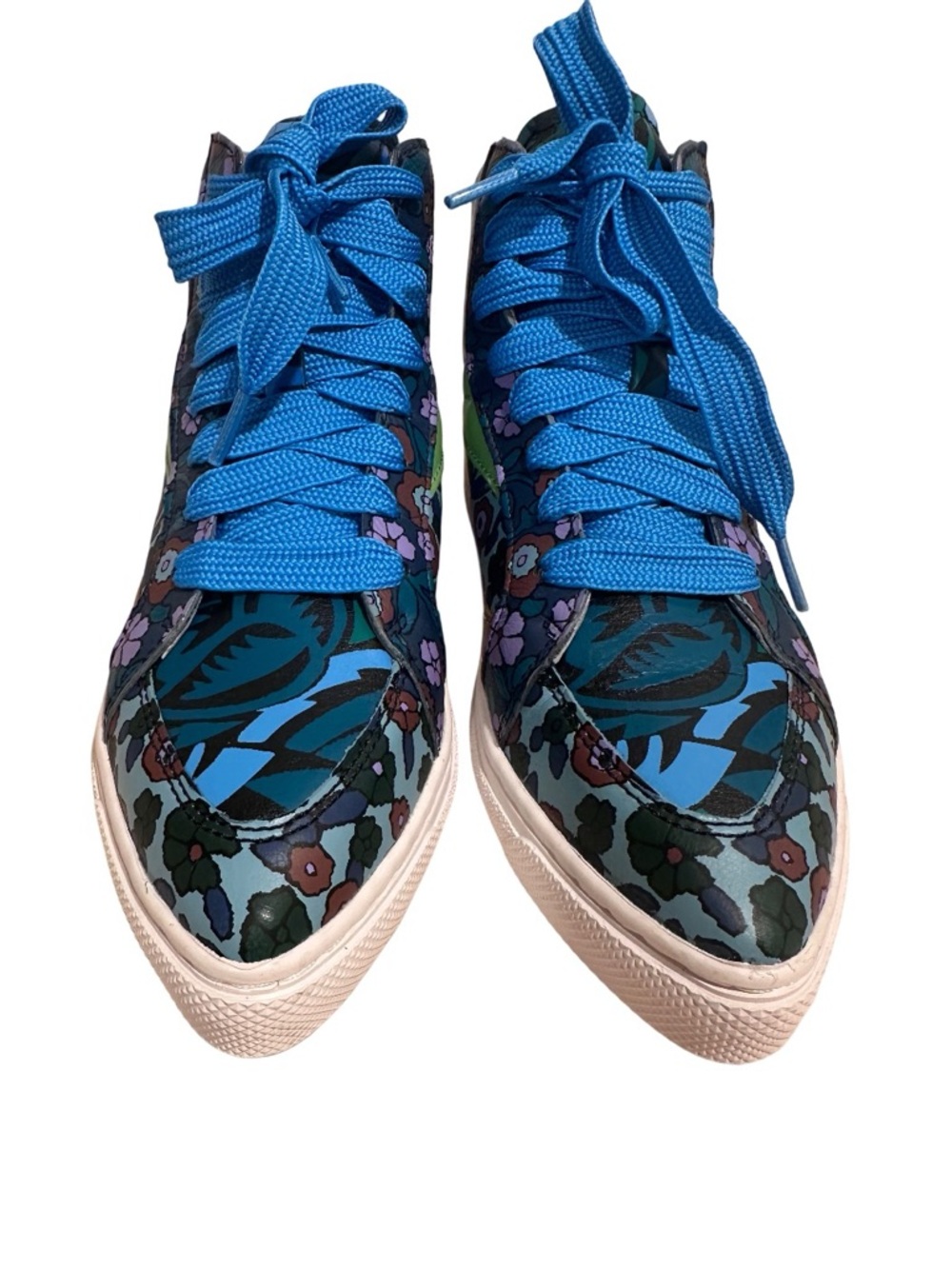 Coach C203 Floral Pointy Toe High Top Sneakers - Limited Ed Floral & Gold 6B/39 - Picture 6 of 13